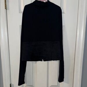 AKIRA Black Fitted Crop Long Sleeve Blouse